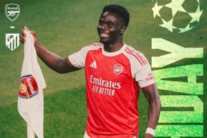 阿森納曬歐冠主場對陣馬競海報預(yù)熱：薩卡單人出鏡