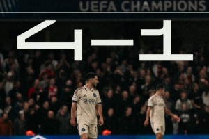 阿賈克斯隊(duì)史第2次在歐戰(zhàn)上半場(chǎng)丟4球，上次還是1958年2月