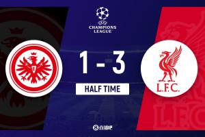 半場(chǎng)-利物浦暫3-1法蘭克福 埃基蒂克破舊主范迪克&科納特角球破門