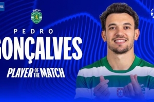 1關(guān)鍵傳球1過人成功，貢薩爾維斯當(dāng)選葡體1-1尤文一役全場(chǎng)最佳