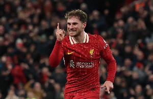 麥卡為利物浦攻入3粒歐冠進(jìn)球，其中2球來自主場(chǎng)對(duì)陣皇馬