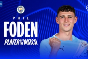 遠(yuǎn)射雙響！福登當(dāng)選曼城vs多特全場(chǎng)最佳球員