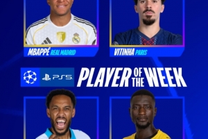 歐冠官方本輪最佳球員候選：姆巴佩、維蒂尼亞、吉拉西、奧巴梅揚(yáng)