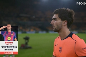 上演帽子戲法！官方：費(fèi)蘭當(dāng)選貝蒂斯3-5巴薩全場(chǎng)最佳球員